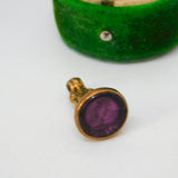 Victorian Pinchbeck & Carved Purple Glass 'James' Intaglio Seal Antique c1860