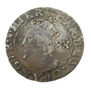 King Charles I Scottish 20 Pence Coin 3rd Coinage, Fair Condition 1637 Antique