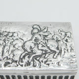 Victorian Sterling Silver Battle Scene Trinket Box Antique 1900 Chester