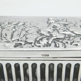 Victorian Sterling Silver Battle Scene Trinket Box Antique 1900 Chester
