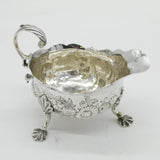 George II Sterling Silver Floral Pattern Sauce Boat Antique 1757 London