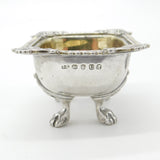 Georgian Sterling Silver Paw Foot Floral Salt Cellar 1815 London John Blake
