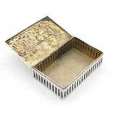 Victorian Sterling Silver Battle Scene Trinket Box Antique 1900 Chester