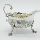 George II Sterling Silver Floral Pattern Sauce Boat Antique 1757 London