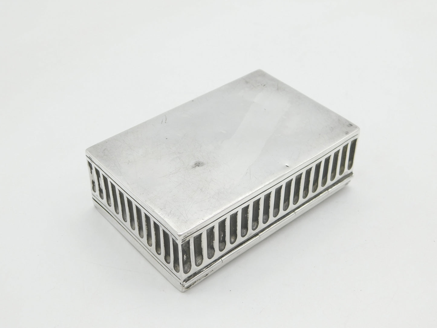 Victorian Sterling Silver Battle Scene Trinket Box Antique 1900 Chester