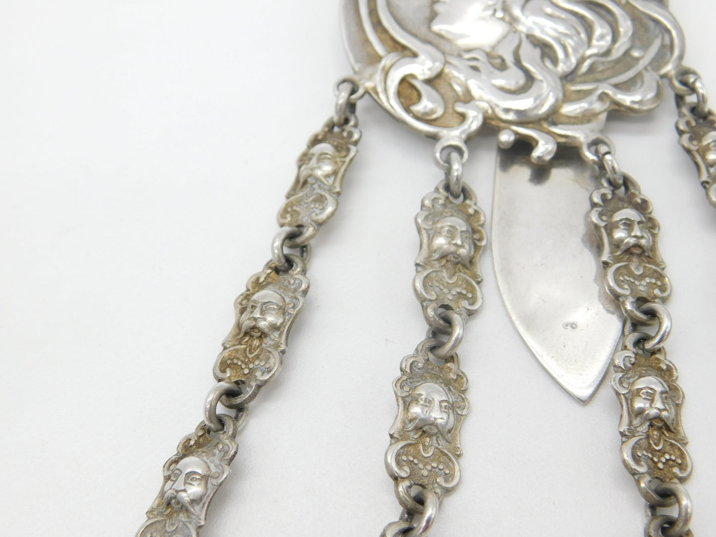 Victorian Art Nouveau Silver Plated Fairy & Mythic Beast Sewing Chatelaine c1880