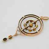 Victorian 9ct Gold, Turquoise & Seed Pearl Lavalier Drop Pendant Antique c1890