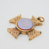 Victorian 9ct Gold Back & Front Sardonyx Mourning Locket Pendant Antique c1860