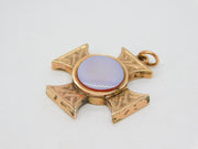 Victorian 9ct Gold Back & Front Sardonyx Mourning Locket Pendant Antique c1860