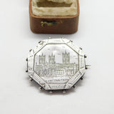 Victorian Sterling Silver Etched 'Lincoln Cathedral' Souvenir Brooch c1880