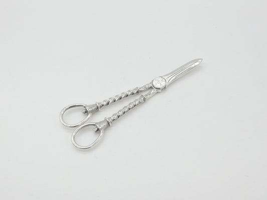 Victorian Sterling Silver Twist Pattern Grape Scissors 1899 London Antique