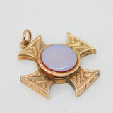 Victorian 9ct Gold Back & Front Sardonyx Mourning Locket Pendant Antique c1860