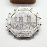 Victorian Sterling Silver Etched 'Lincoln Cathedral' Souvenir Brooch c1880