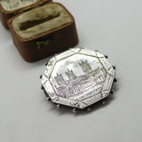 Victorian Sterling Silver Etched 'Lincoln Cathedral' Souvenir Brooch c1880