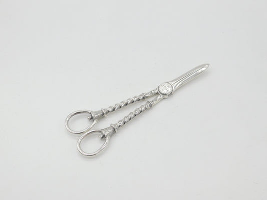 Victorian Sterling Silver Twist Pattern Grape Scissors 1899 London Antique