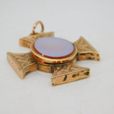 Victorian 9ct Gold Back & Front Sardonyx Mourning Locket Pendant Antique c1860