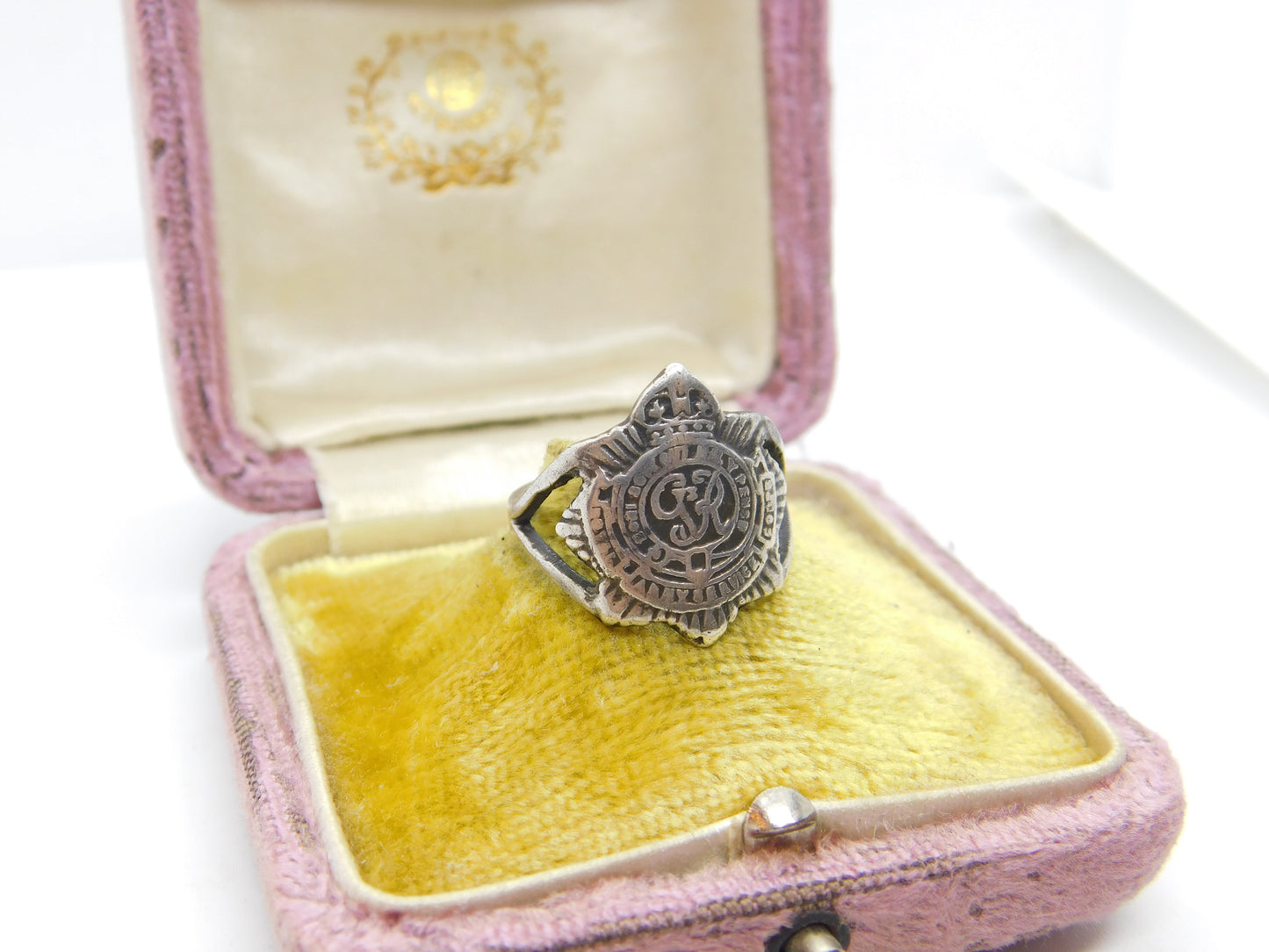 WWII Sterling Silver Royal Army Service Corps Signet Ring Antique c1940