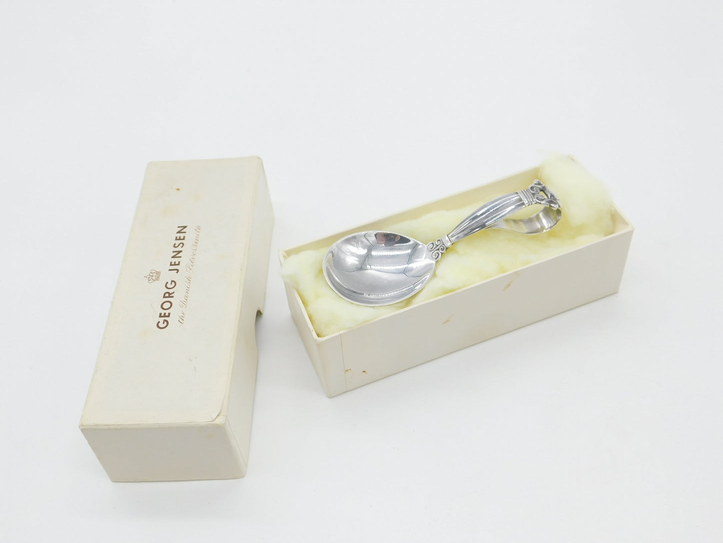 Georg Jensen Boxed Sterling Silver Tea Caddy Spoon Vintage 1961 London Import