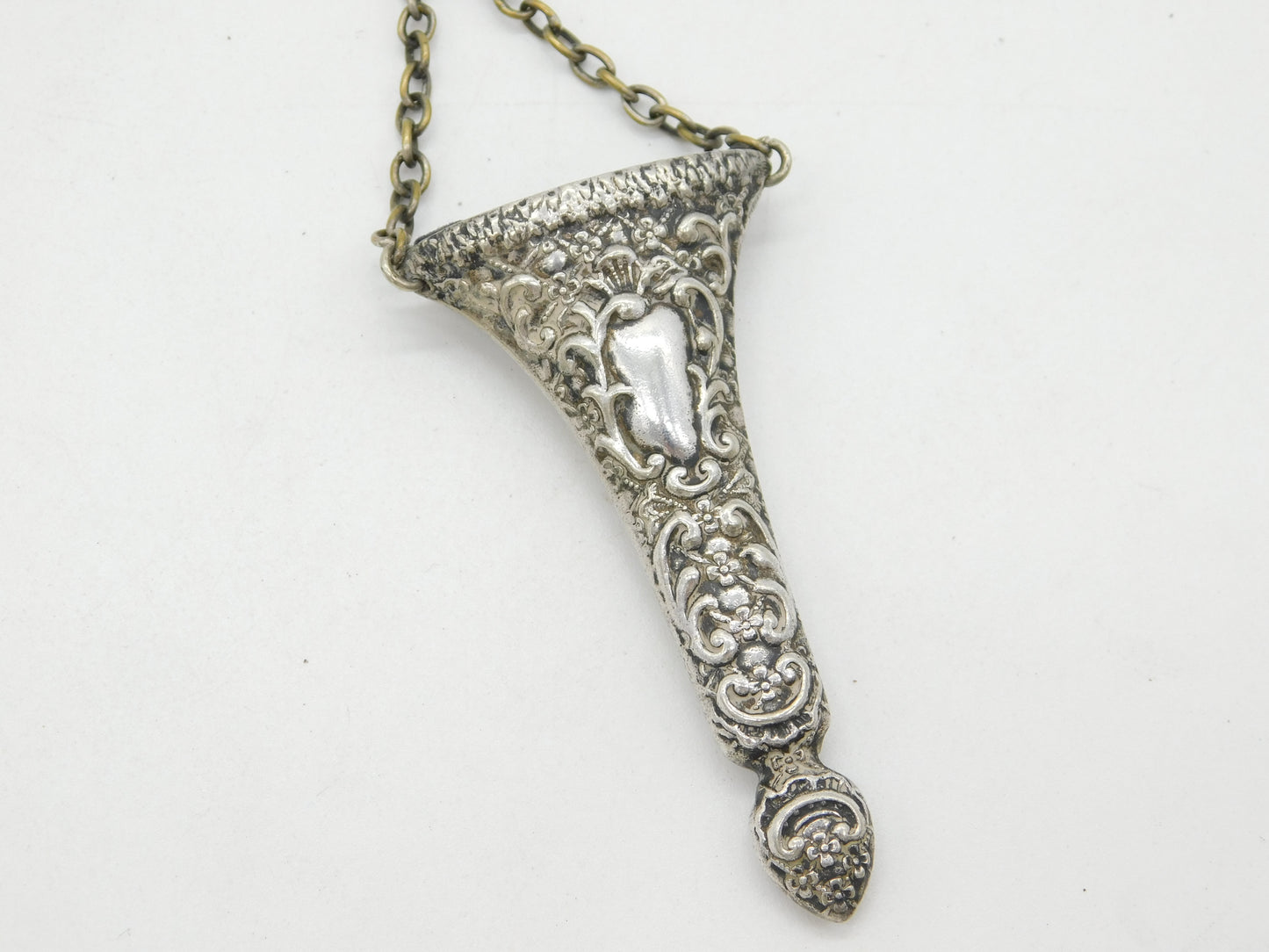 Victorian Art Nouveau Silver Plated Multi-Tool Sewing Chatelaine Antique c1890