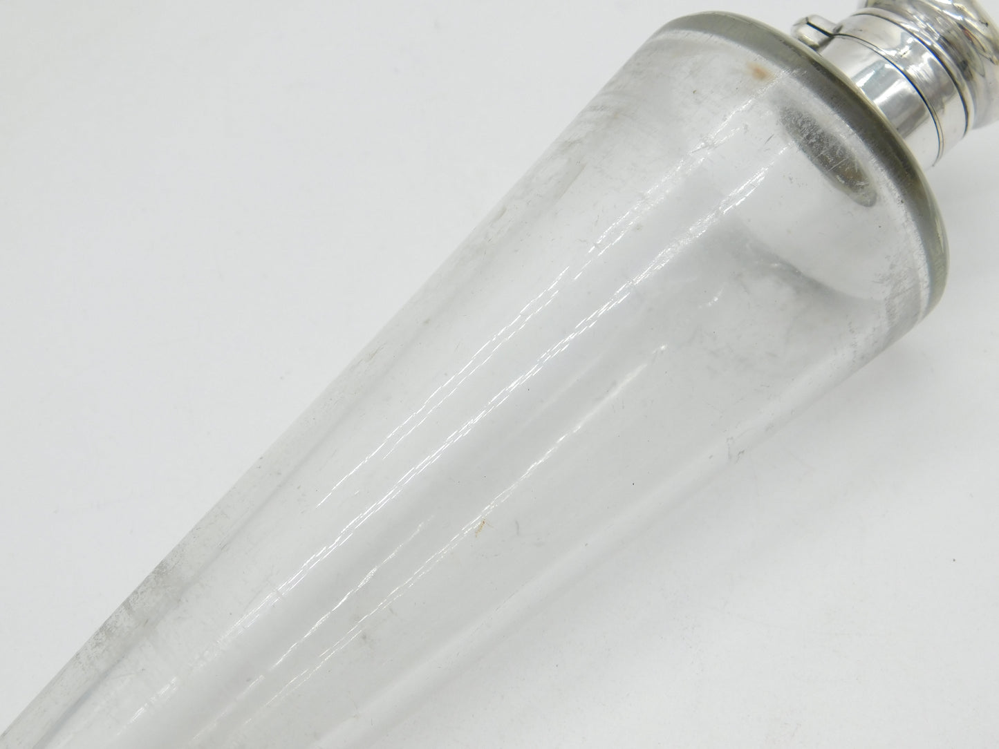 Victorian Sterling Silver Topped Moulded Glass Stirrup Hunting Flask Antique 1869 Birmingham