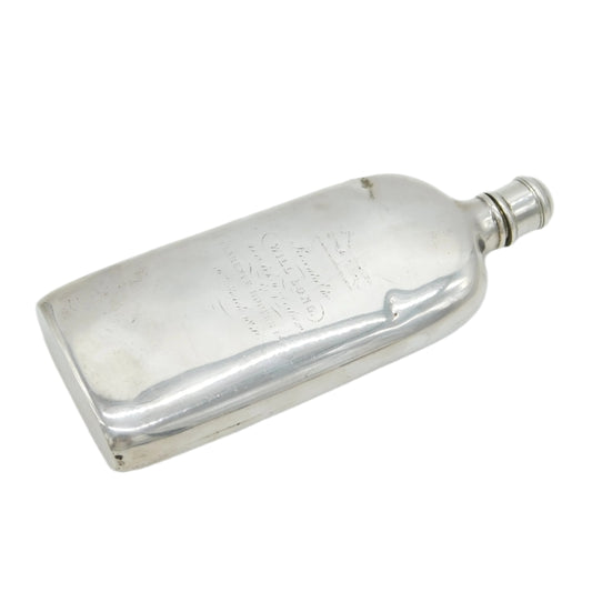 Sterling Silver Beaufort Hunt Hip Flask Belonging to Mr Will Long Antique c1850