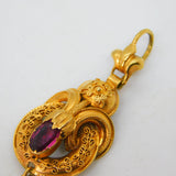 Victorian 18ct Yellow Gold Pink Paste Etruscan Style Drop Pendant Antique c1860