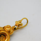 Victorian 18ct Yellow Gold Pink Paste Etruscan Style Drop Pendant Antique c1860