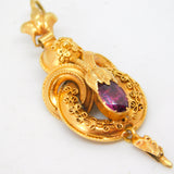 Victorian 18ct Yellow Gold Pink Paste Etruscan Style Drop Pendant Antique c1860