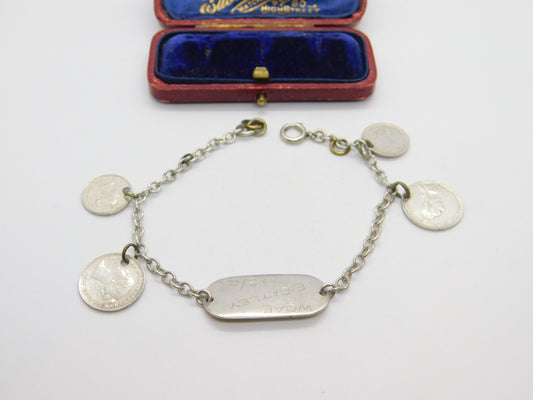 Sterling Silver Victorian Maundy Coin Set Charm Bracelet Antique c1873-c1940