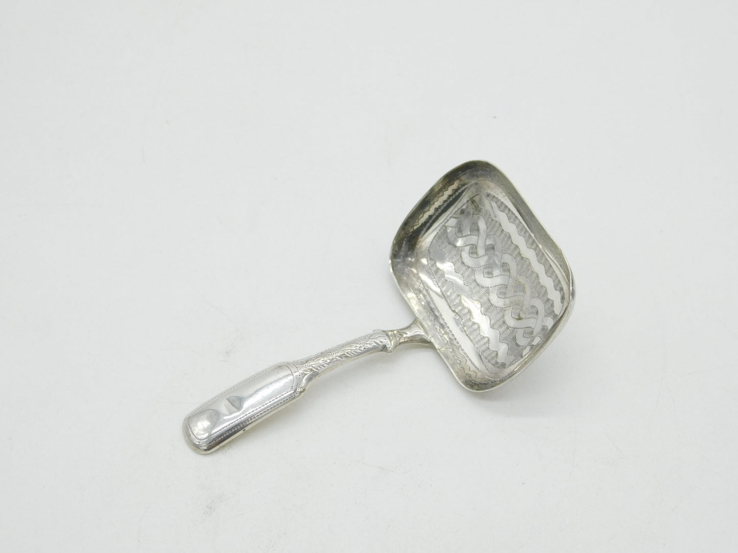 George III Sterling Silver Floral Tea Caddy Spoon Antique 1817 Birmingham