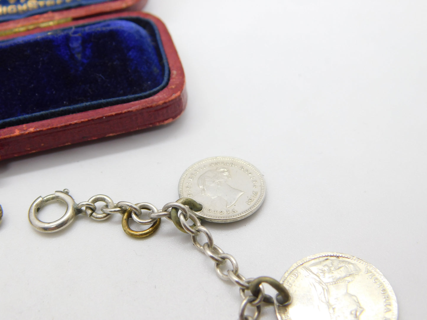 Sterling Silver Victorian Maundy Coin Set Charm Bracelet Antique c1873-c1940