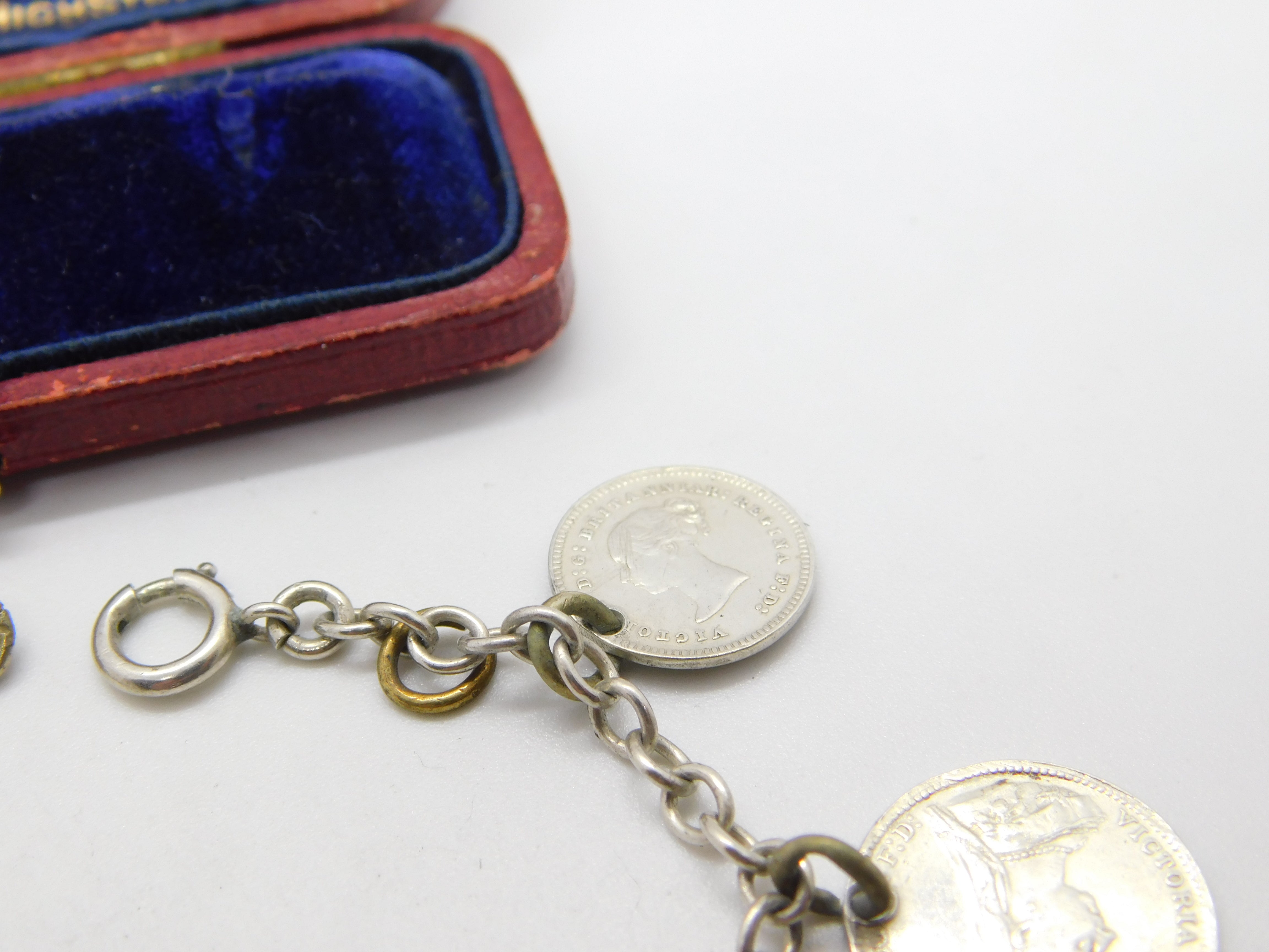 Vintage Sterling British Coin CharmBracelet outlet