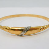 Victorian 10ct Yellow Gold & Diamond Set Crossover Bangle Bracelet Antique