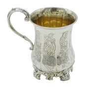 Victorian Sterling Silver Floral Pattern Christening Mug Antique 1849 London