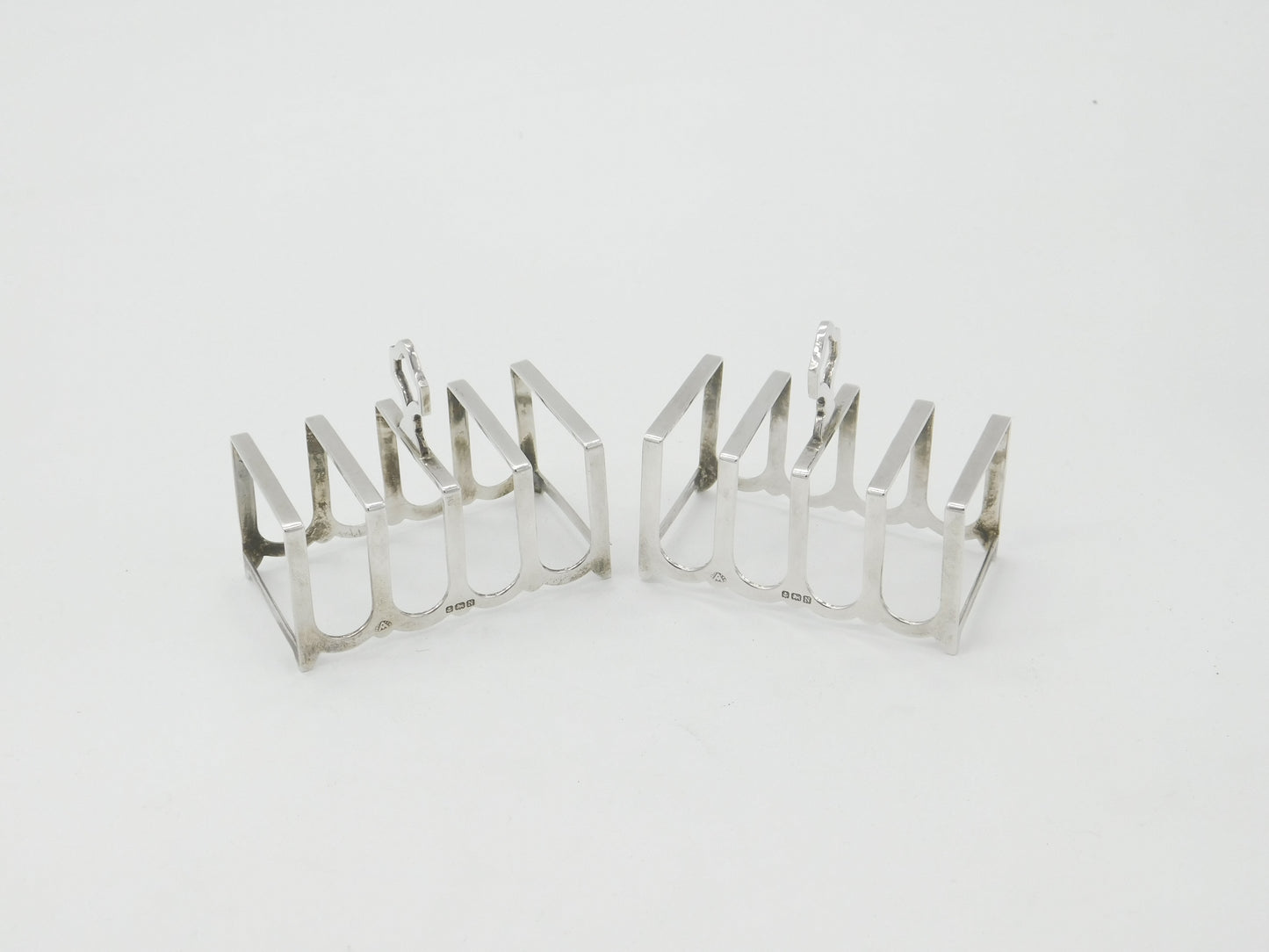 Pair of Sterling Silver Four-Bar Toast Racks 1937 Birmingham Adie Bros. Ltd