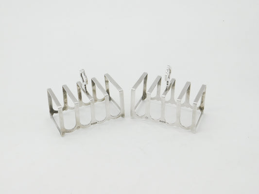 Pair of Sterling Silver Four-Bar Toast Racks 1937 Birmingham Adie Bros. Ltd