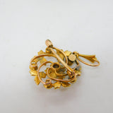 Victorian 15ct Yellow Gold Pearl Set Floral Drop Pendant Antique c1890