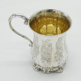 Victorian Sterling Silver Floral Pattern Christening Mug Antique 1849 London