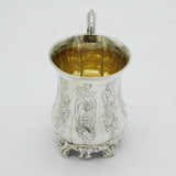 Victorian Sterling Silver Floral Pattern Christening Mug Antique 1849 London