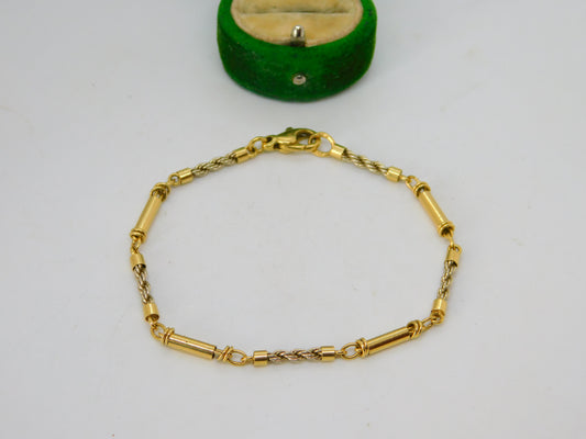 18ct Yellow Gold Rope Twist Panel Bracelet Vintage c1970 19cm Length