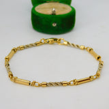 18ct Yellow Gold Rope Twist Panel Bracelet Vintage c1970 19cm Length