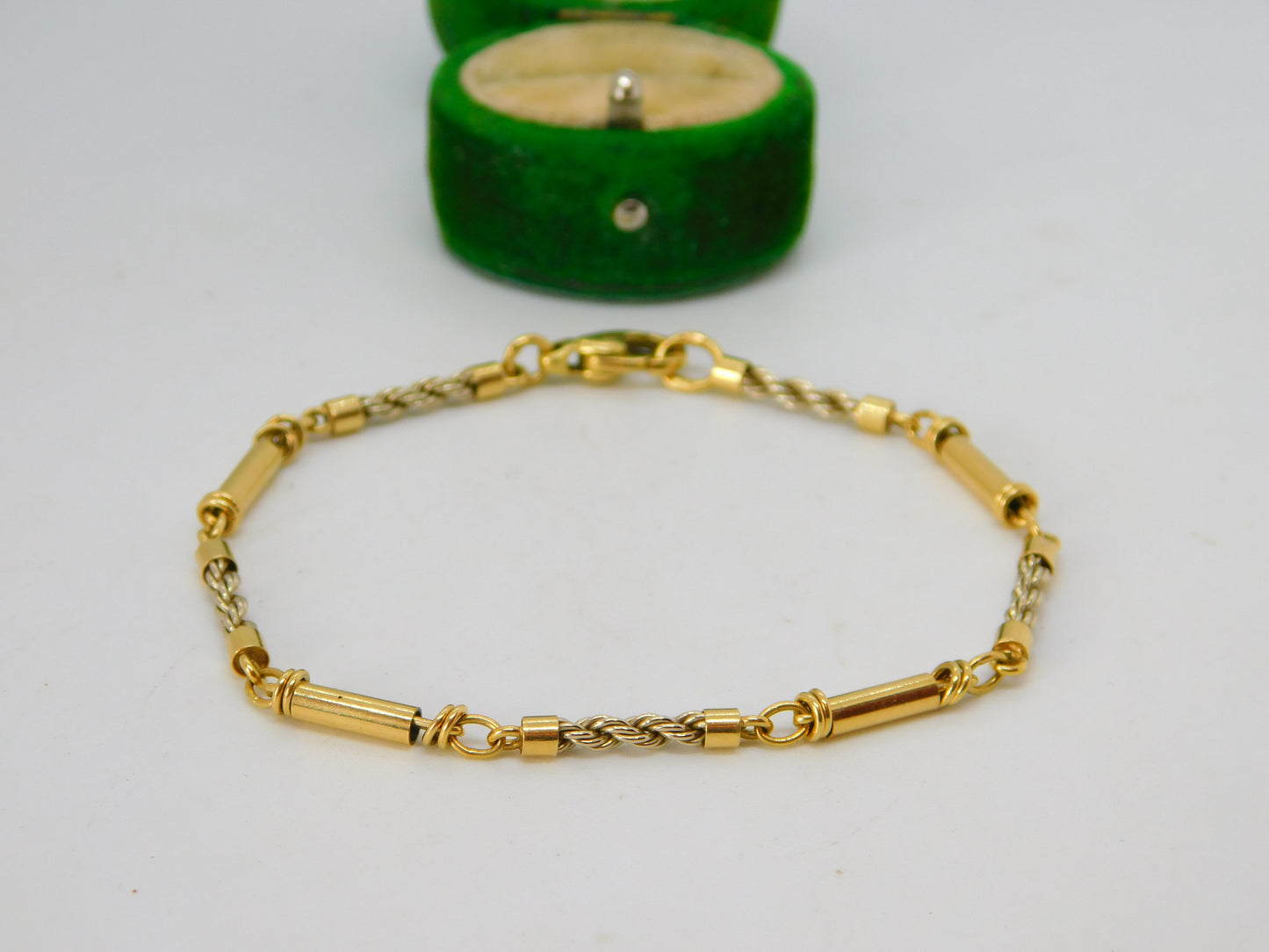 18ct Yellow Gold Rope Twist Panel Bracelet Vintage c1970 19cm Length