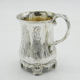 Victorian Sterling Silver Floral Pattern Christening Mug Antique 1849 London