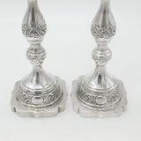 Pair of Large Cast Sterling Silver Floral Candlesticks 1935 London Antique