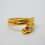 Victorian 18ct Gold, Rock Crystal & Ruby Snake Serpent Ring Antique 1896 Chester