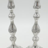 Pair of Large Cast Sterling Silver Floral Candlesticks 1935 London Antique