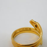 Victorian 18ct Gold, Rock Crystal & Ruby Snake Serpent Ring Antique 1896 Chester