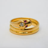 Victorian 18ct Gold, Rock Crystal & Ruby Snake Serpent Ring Antique 1896 Chester
