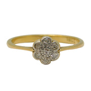 Victorian 18ct Yellow Gold & Brilliant Cut Daisy Floral Cluster Ring Antique