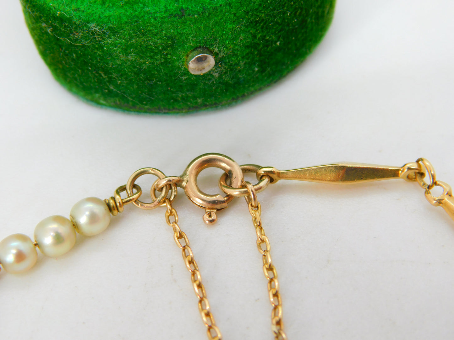18ct Yellow Gold & Pearl Set Panel Bracelet Antique c1930 Art Deco 18cm Length